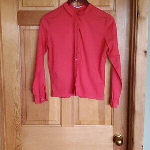 Ship 'n' Shore Vintage Petite Collared Red Long Sleeve Button Down‎ Sz. M Blouse